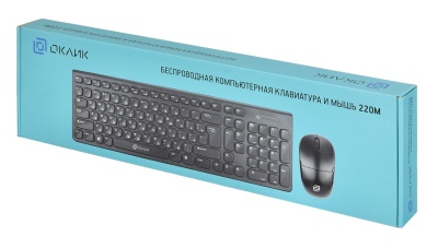 Клавиатура + мышь Оклик 220M клав:черный мышь:черный USB беспроводная slim Multimedia