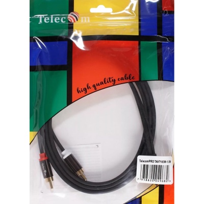 Кабель соединит 3.5 Jack (M) - 2xRCA (M), 1.5м Telecom PRO <TAV7183M-1.5M> VCOM Кабель-переходник Telecom 2 x RCA M/Jack 3.5 mm F (TAV7183M-1.5M)