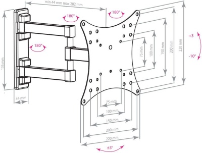 Кронштейн для телевизора Arm Media MARS-04 черный 20"-43" макс.20кг настенный поворот и наклон
