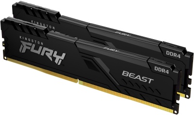 Модуль памяти Kingston 64GB 3200МГц DDR4 CL16 DIMM (Kit of 2) FURY Beast Black