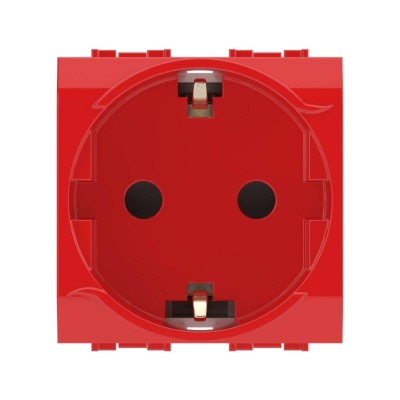 Dkc 76482R Электрическая розетка, с заземлением, со шторками, красная,2 мод.