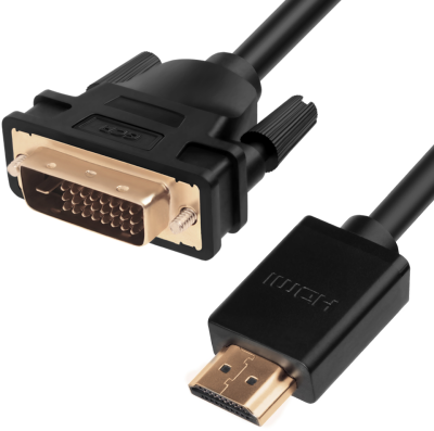 Greenconnect Кабель HDMI-DVI 10.0m черный, OD7.3mm, 28/28 AWG, позолоченные контакты, 19pin AM / 24+1M AM double link, GCR-HD2DVI1-10.0m, тройной экран Greenconnect HDMI—DVI 19M / 25M double link (GCR-HD2DVI1-10.0m)