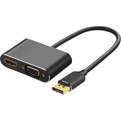 Кабель-переходник DisplayPort(M) ---> HDMI(F)+VGA(F)4K@30Hz VCOM Allum shell<CG640M-0.15> Кабель-переходник VCOM DisplayPort M/HDMI F/VGA F (CG640M-0.15)