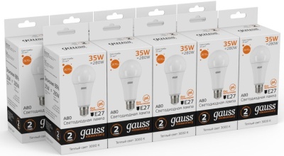 Лампа светодиодная Gauss Globe Elementary 35Вт цок.:E27 груша 220B 3000K св.свеч.бел.теп. А67 (упак.:1шт) (70215)