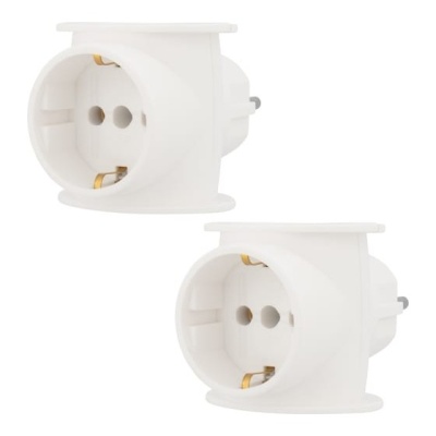 REXANT 11-1080-2 Набор тройников электрических универсальных 16 А одно гнездо с заземлением, белый (3Т)