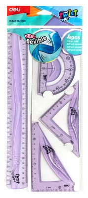 Набор для чертежей Deli EH23 корпус ассорти пластик в компл.:линейка 30см/прямоугольник/треугольник/транспортир