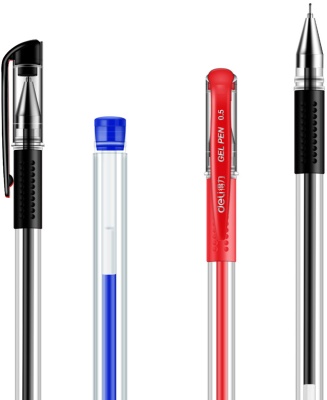 Набор ручек гелев. Deli 6610 прозрачный/ассорти ассор. черн. блистер (10шт) линия 0.5мм резин. манжета 10 ручек