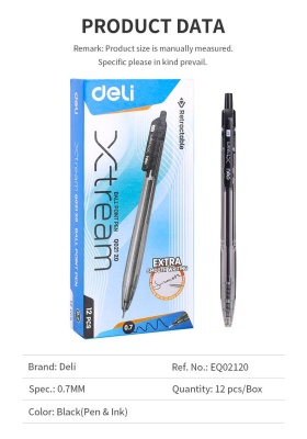 Ручка шариковая Deli EQ02120 авт. 0.7мм черный черные чернила