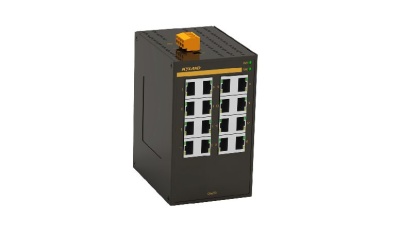 Неуправляемый коммутатор c 16 портами 10/100Base-T(X) (разъем  RJ45),  два входа питания 18-30 В перем. или 12-48 В пост., рабочая температура от -10 до 60⁰C