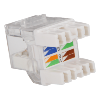Модуль розеточный с индикатором Keystone, RJ45, кат.5E, UTP, 180 градусов, с индикатором, белый