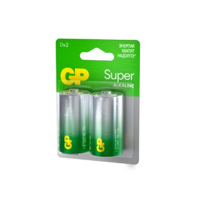 Алкалиновые батарейки GP Super Alkaline G-Tech 13А типоразмера D - 2 шт. на блистере (2 шт.)