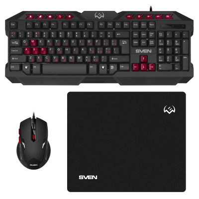 Игровой набор клавиатура+мышь+коврик GS-9200 (114 кл,, 8 смен. кл., 800-2400DPI, 5+1кл.)