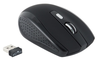 Мышь Оклик 455MW черный оптическая (1600dpi) беспроводная USB (5but)