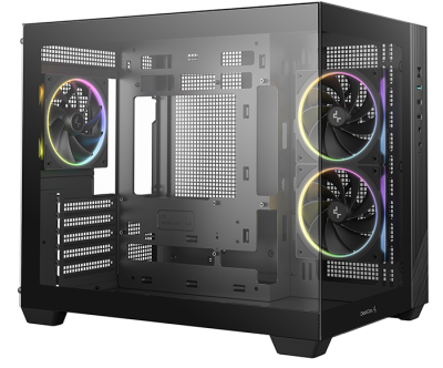 Компьютерный корпус Deepcool CG330 3F без БП, боковое окно (панорама), 3x120mm ARGB PWM вентилятора, черный, mATX