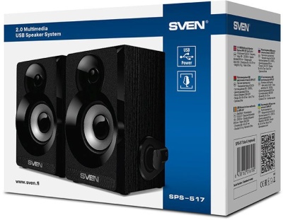 SVEN SPS-517, чёрный, акустическая система 2.0, USB, мощность 2x3 Вт(RMS) SVEN SPS-517 (SV-016180)