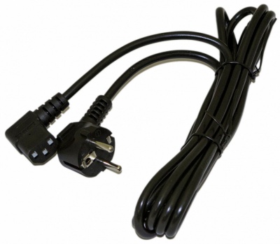 Hyperline PWC-IEC13A-SHM-3.0-BK кабель питания компьютера (Schuko+C13 (угловая)) (3x1.0), 10A, угловая вилка, 3м, цвет черный