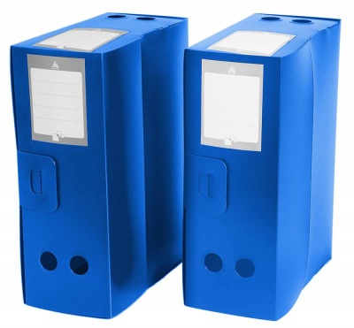 Короб архивный вырубная застежка Бюрократ -BA120BLUE пластик 1мм корешок 120мм 330х245мм синий