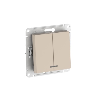 ATLASDESIGN 2-клавишный ВЫКЛЮЧАТЕЛЬ с подсветкой ,сх.5а, 10АХ,мех., быстрозажимные клеммы, ПЕСОЧНЫЙ