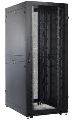Шкаф серверный ПРОФ напольный 42U (800x1000) дверь перфор. 2 шт., черный, в сборе (ШТК-СП-42.8.10-44АА-9005)