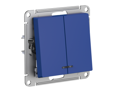 ATLASDESIGN выключатель двухклавишный с подсветкой, сх.5а, 10АХ, механизм, АКВАМАРИН