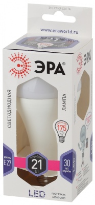 Лампа светодиодная Эра A65-21W-860-E27 21Вт цок.:E27 груша 220B 6000K св.свеч.бел.хол. A65 (упак.:3шт) (Б0035333)