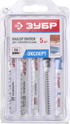 Набор ЗУБР "ЭКСПЕРТ" Полотна для эл/лобзика, по дереву и металлу, EU-хвостовик, пластик. бокс, 5шт [15580-H5]