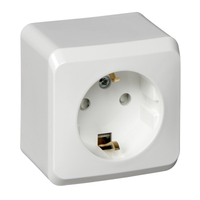 Systeme electric PA16-004B ЭТЮД О/У РОЗЕТКА с заземлением со шторками 16А 250B,  белый , Россия