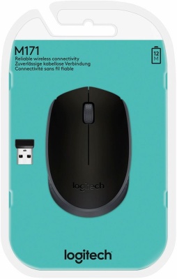 Мышь Logitech M171 черный/серый оптическая 1000dpi беспров. USB для ноутбука 2but (910-004643)