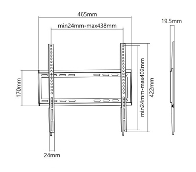 Кронштейн для телевизора Ultramounts UM 812F черный 32"-55" макс.35кг настенный фиксированный