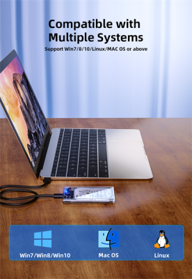 Внешний корпус для HDD/SSD Netac NT07WH11-30B0 2.5 SATA --> USB3.0 , скользящая прозрачная крышка, USB3.0 A --> B кабель