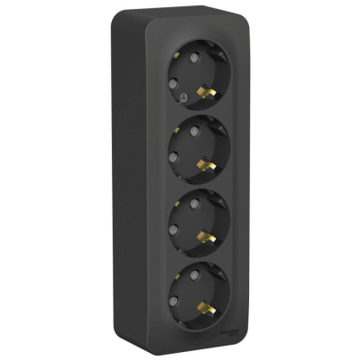 Systeme electric BLNRA011416 BLANCA О/У РОЗЕТКА 4-я с заземл. со шторк. ИЗОЛ.ПЛ.,16А, 250В, АНТРАЦИТ