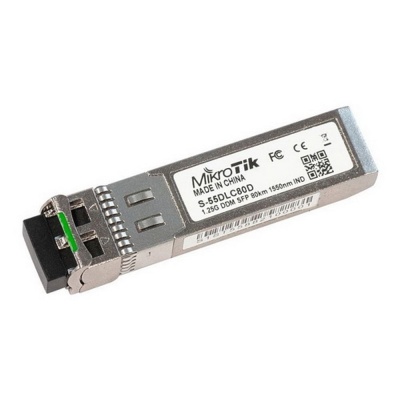 Модуль MikroTik SFP module 1.25G SM 80km 1550nm Dual LC-connector DDM -40C +85C (S-55DLC80D)
