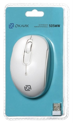 Мышь Оклик 505MW белый оптическая (1000dpi) беспроводная USB (3but)