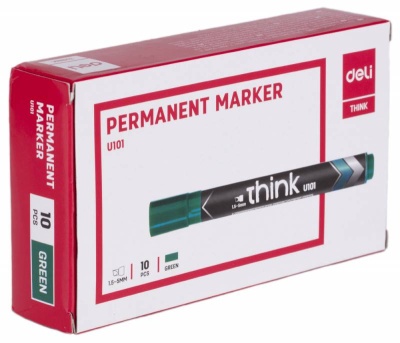 Маркер перманентный Deli EU10150 Think скошенный пиш. наконечник 1.5-5мм зеленый