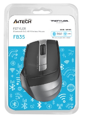 Мышь A4Tech Fstyler FB35 серый оптическая (2000dpi) беспроводная BT/Radio USB (6but)