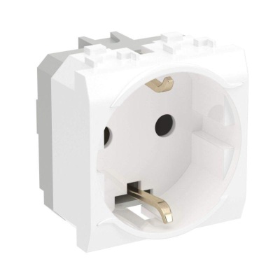 Dkc 76482B Электрическая розетка  с заземлением, со шторками, белая, 2мод.