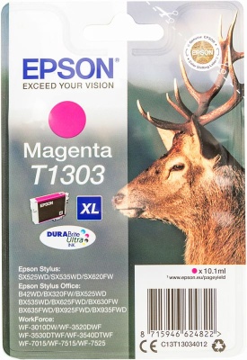 Картридж струйный Epson T1303 C13T13034012 пурпурный (600стр.) (10.1мл) для Epson B42WD