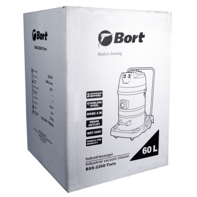 Строительный пылесос Bort BSS-2260-Twin 2200Вт (уборка: сухая/влажная) синий