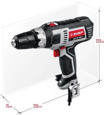 Дрель-шуруповерт Зубр ДШ-М1-400-2 400Вт патрон:быстрозажимной