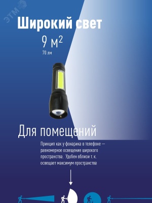 Фонарь ручной Космос KOCAC1011LITH черный 4Вт лам.:светодиод.x1