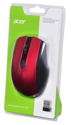 Мышь Acer OMR032 черный/красный оптическая (1600dpi) беспроводная USB (3but)