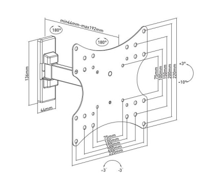 Кронштейн для телевизора Ultramounts UM 876 черный 23"-42" макс.20кг настенный поворот и наклон