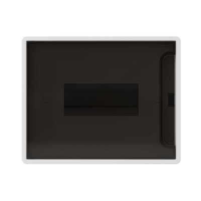 Щит 8 мод настенный, белый, с тонированной дверцей, с 2 шинами PEN на 6 и 8 отв.