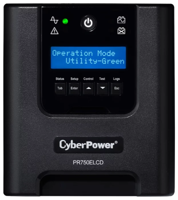 ИБП CyberPower PR750ELCD, Line-Interactive, 750VA/675W, 6 IEC-320 С13 розеток, USB&Serial, SNMPslot, LCD дисплей, Black, 0.48х0.27х0.28м., 13.5кг. CyberPower PR750ELCD 750VA