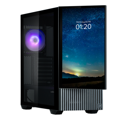 Корпус ZALMAN Z10 DS, ATX, BLACK, WINDOW, built-in 15.6-inch FHD display, 2x3.5", 2x2.5", 2xUSB3.0, 1xUSB 3.1 Type-C, FRONT 2x120mm, REAR 1x120mm ARGB (Z10 DS Black)