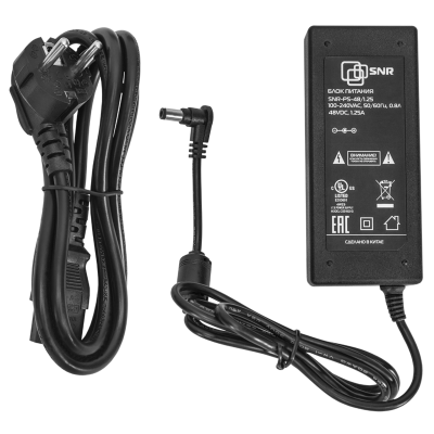 Блок питания SNR-PS-AC/DC-48/1.25, 48В, 1.25А, 5x2.5мм коннектор (аналог CP-PWR-CUBE-3)