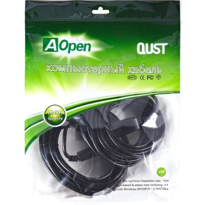 Кабель-адаптер USB3.0-repeater, удлинительный активный <Am-->Af> 15м Aopen/qust<ACU827A-15M> VCOM Кабель AOpen 15 м (ACU827A-15M)