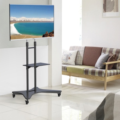 Стойка для телевизора Cactus CS-ST31, 37-75", напольный, мобильный,  черный  [cs-st31bk]