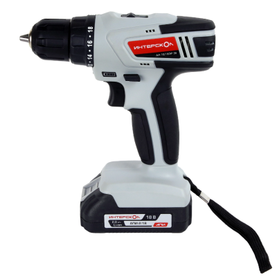 Аккумуляторная дрель-шуруповерт ИНТЕРСКОЛ ДА-18ЭР 35 ПРОМО, 18В, 1400 об/мин, с 1 АКБ 2 Ач и ЗУ