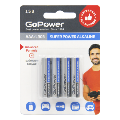 Батарейка GOPOWER (00-00015602) Super Power Alkaline AAA/ LR03